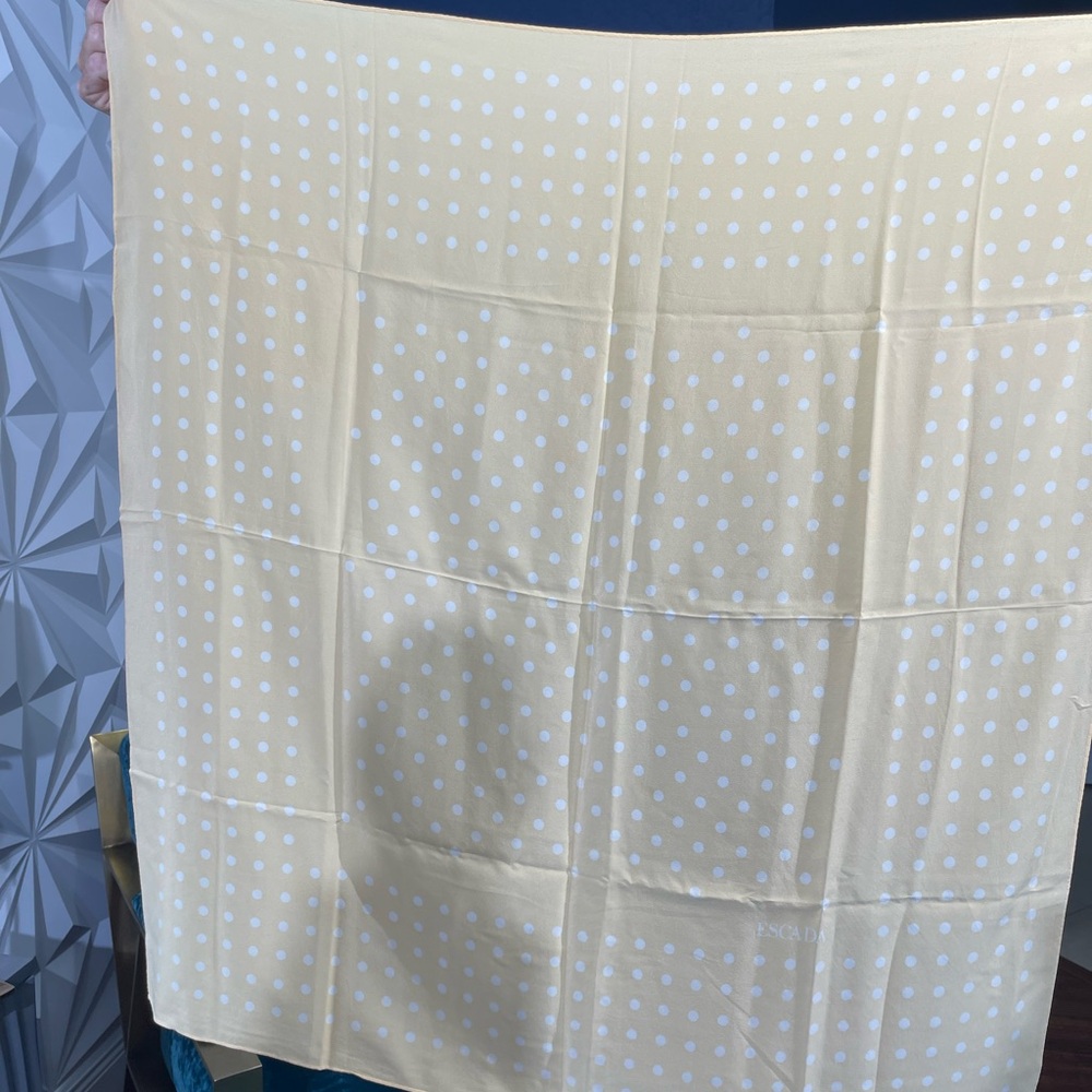 Authentic Escada Butter yellow and Ivory polka dots scarf